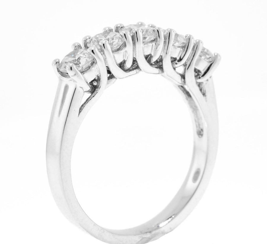 1.01ct Diamond 5-Stone Anniversary Ring 14k White Gold