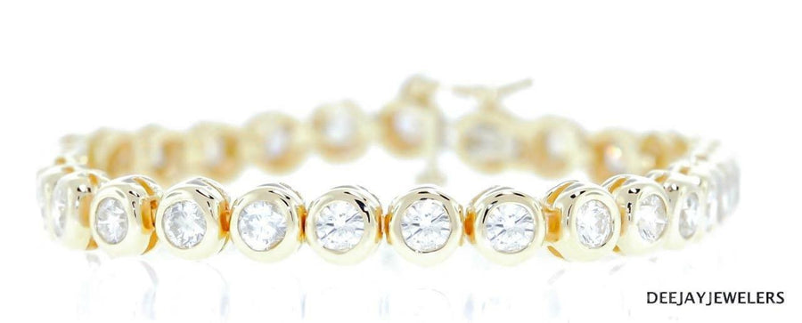 7ct Diamond Bezel Tennis Bracelet 14k Yellow Gold – DeeJay Jewelers