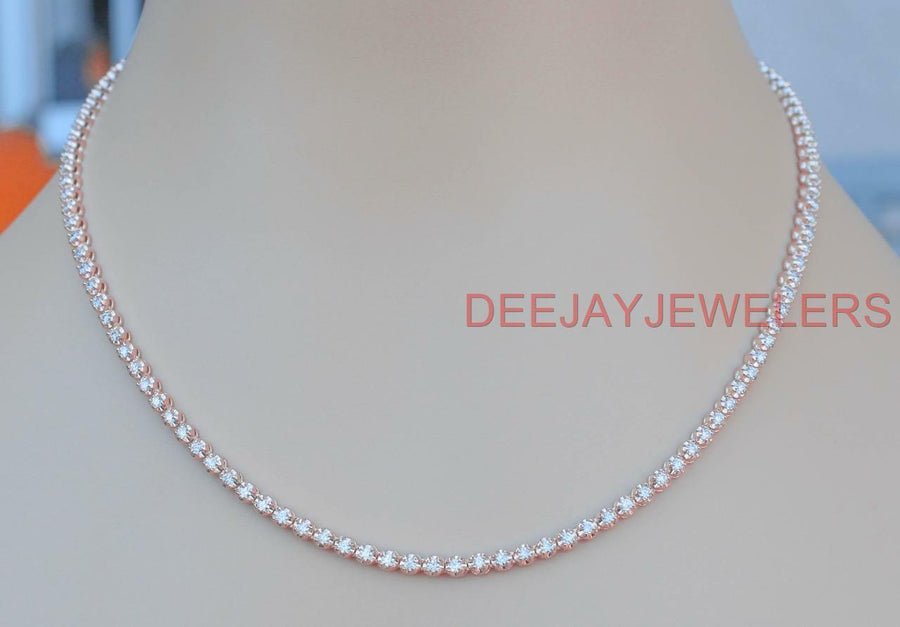 5ct Diamond Eternity Tennis Necklace 14k Rose Gold 18 inch
