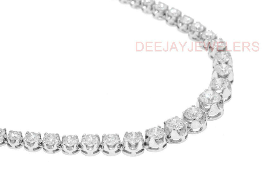 17ct Diamond Riviera Tennis Necklace 14k White Gold 0.82ct Center