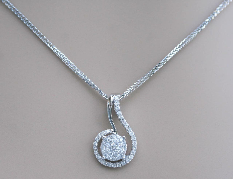 VS1 Natural 0.40ct Diamond Pendant Necklace Slide 18k White Gold