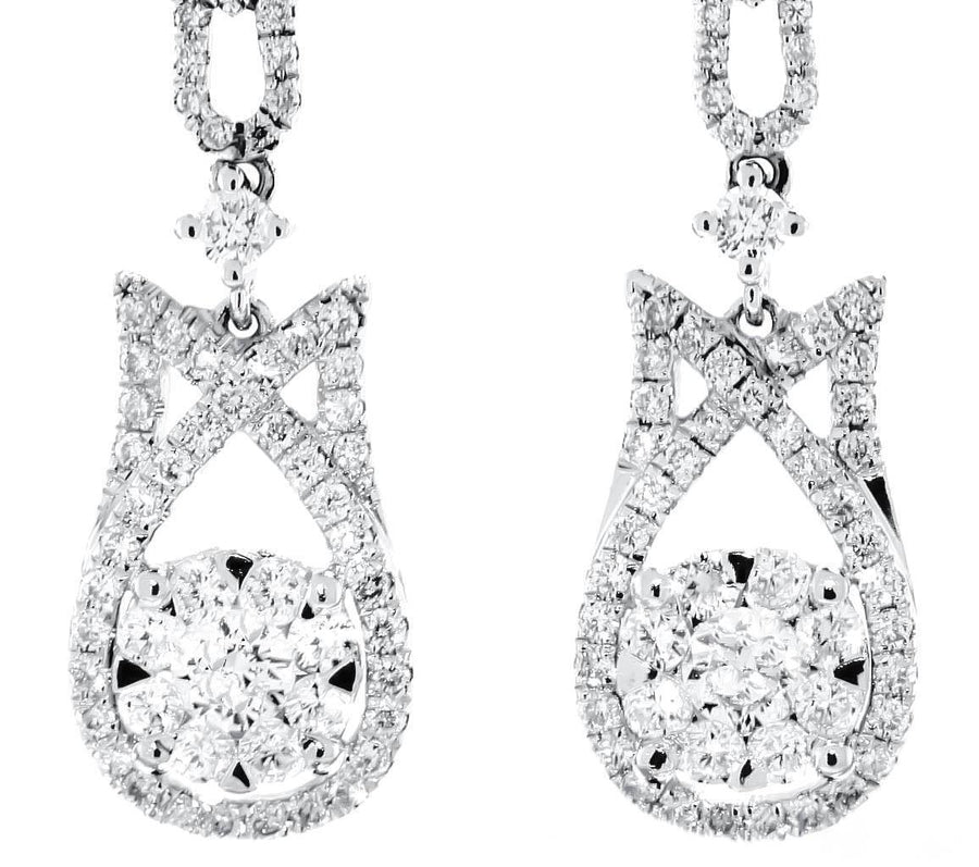 1.46ct Diamond Earrings Dangle Drop 18k White Gold