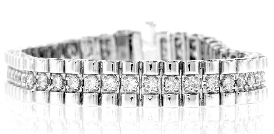 4.50ct Diamond Rolex Link Bracelet 14k White Gold