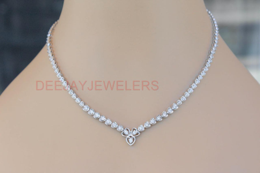 Diamond Heart Necklace 1/8 ct tw Baguette/Round Sterling Silver | Kay