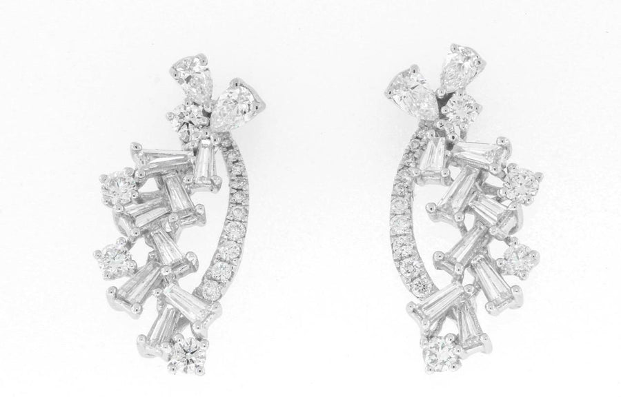 1.08ct Diamond Cascade Drop Earrings 18k White Gold