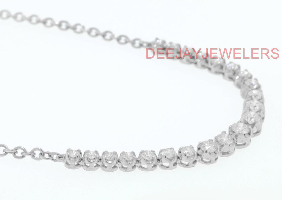 SI1 Natural 2.55ct Diamond Half Tennis Necklace 14k White Gold Chain USA Made