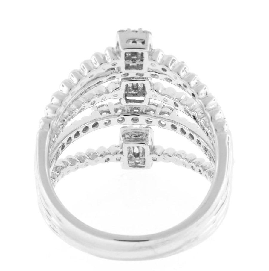Natural 0.74ct Baguette Diamond Ring 18k White Gold Fashionista Band