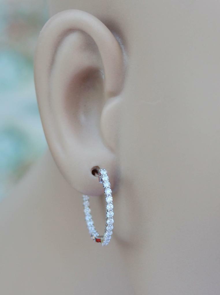 0.91ct Diamond Inside Out Hoop Earrings 18k White Gold