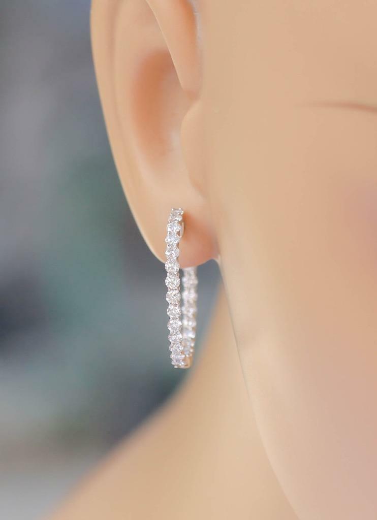 2ct Diamond Inside Out Hoop Earrings 18k White Gold