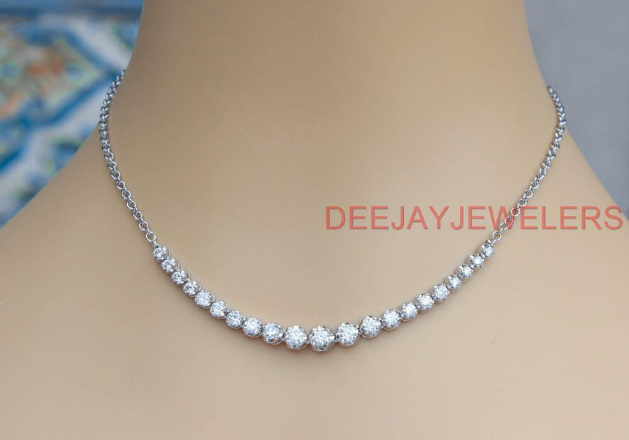 3 Prong Set Diamond Tennis Necklace Halfway Around – Ali Weiss Jewelry