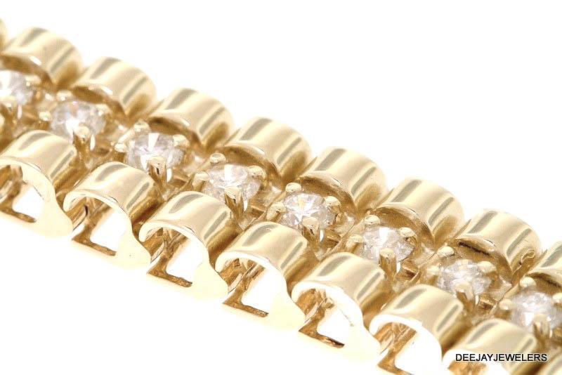 5ct Diamond Rolex Link Bracelet 14k Yellow Gold 8 inch