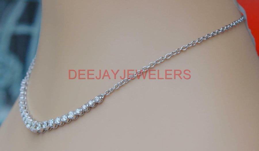 3.57ct Diamond Half Tennis Necklace 14k White Gold Stacking