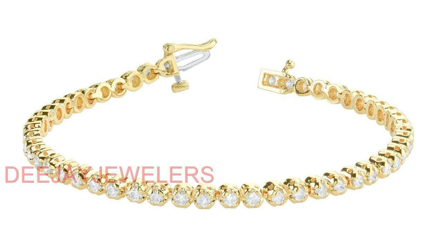 3ct Diamond Ankle Bracelet 14k Yellow Gold Anklet 9 inch