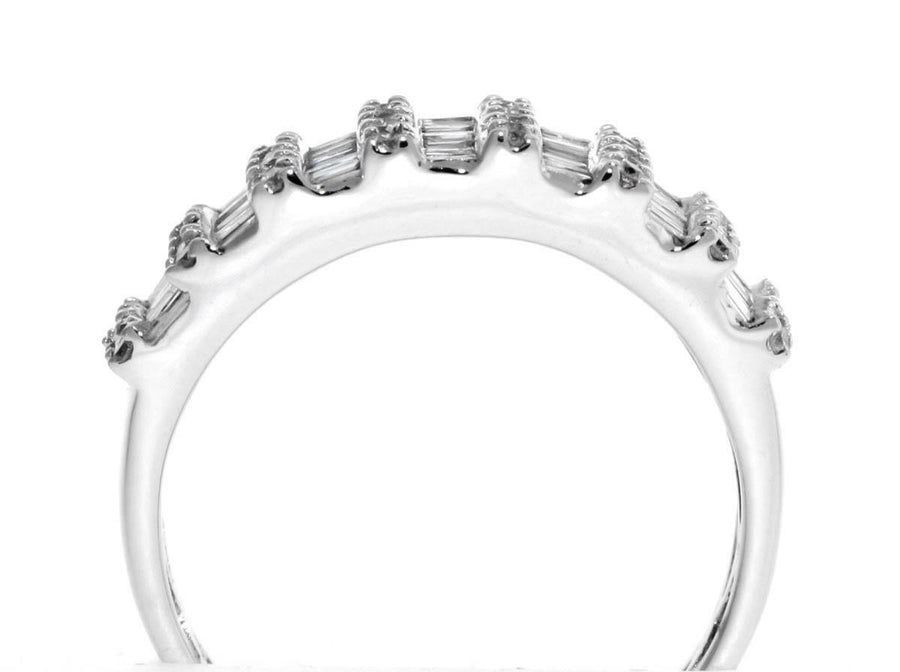 0.80ct Baguette Diamond Anniversary Ring 18k White Gold