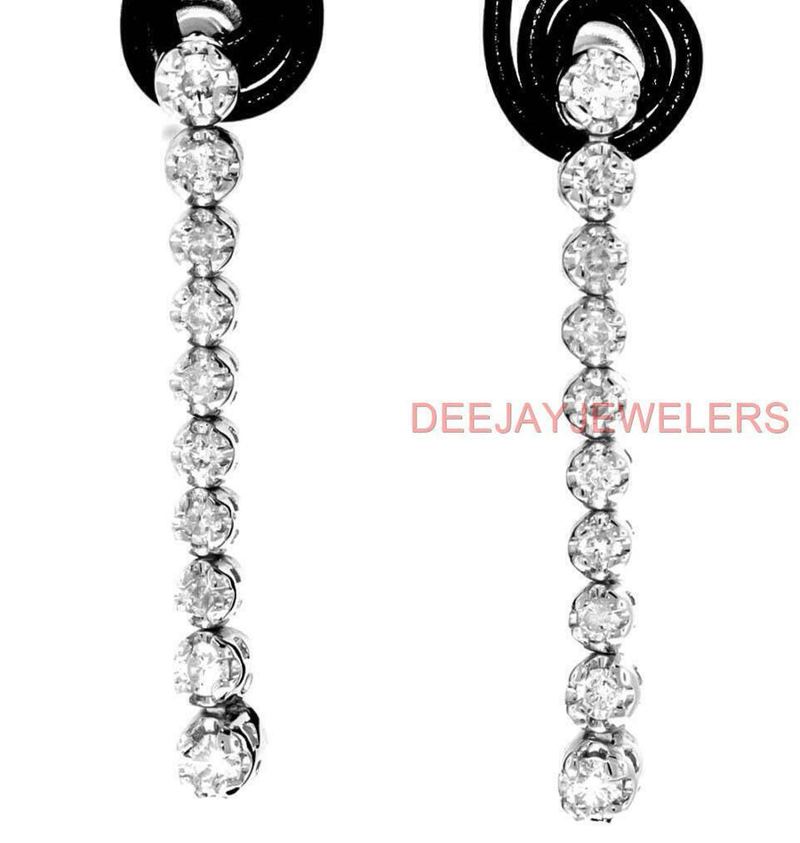2ct Diamond Dangle Tennis Earrings 14k White Gold