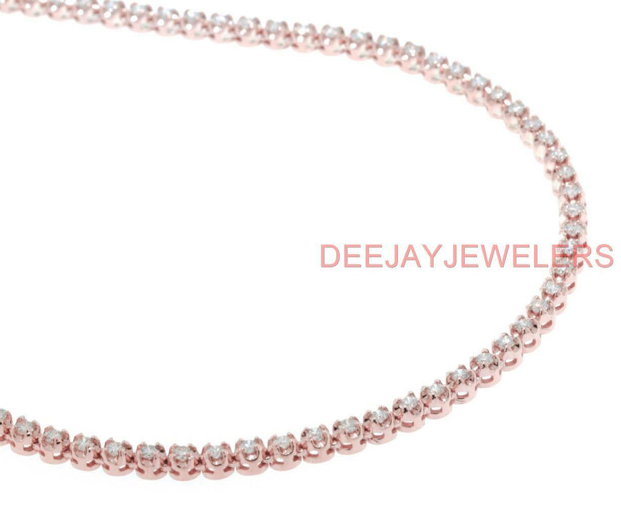 4ct Diamond Eternity Tennis Necklace 14k Rose Gold 16 Inch