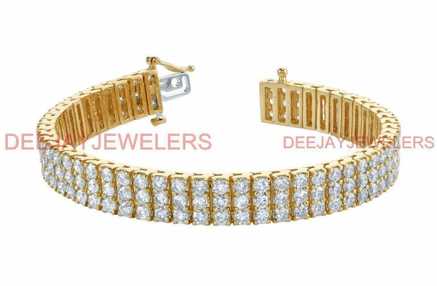 Maria Bracelet | 14ct Diamond 3-Row Tennis Line Bracelet 14k Yellow Gold