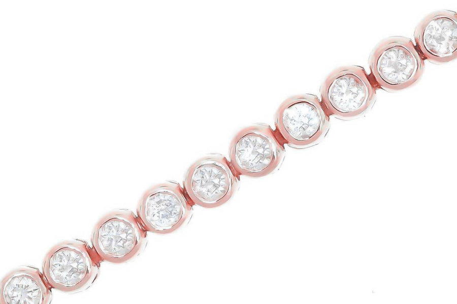 2.50ct Diamond Tennis Bracelet Bezel 14k Rose Pink Gold
