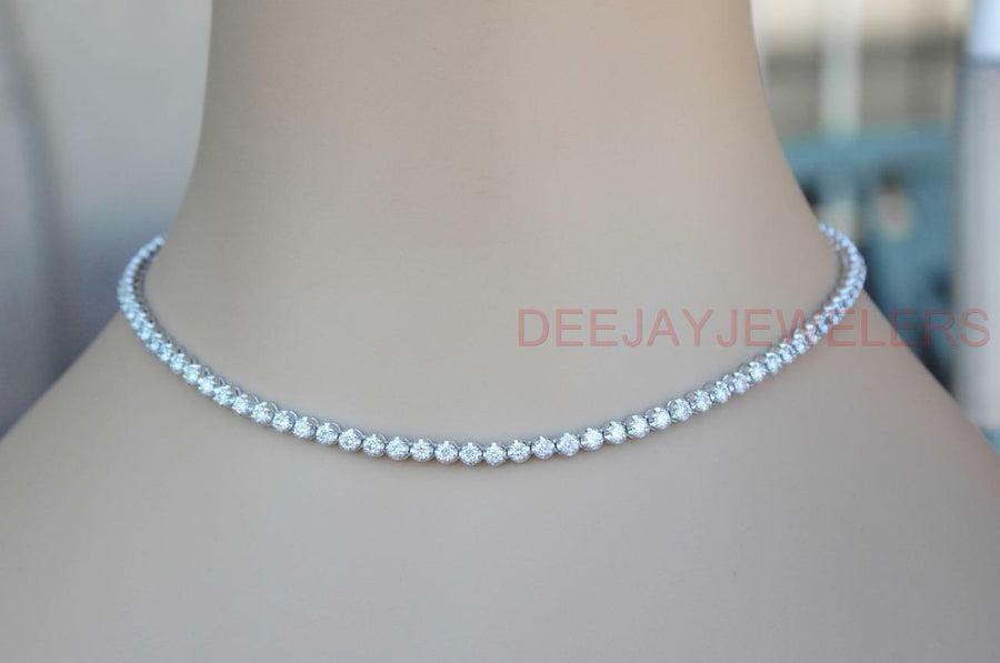 9ct Diamond Eternity Tennis Necklace 14k White Gold 17 in