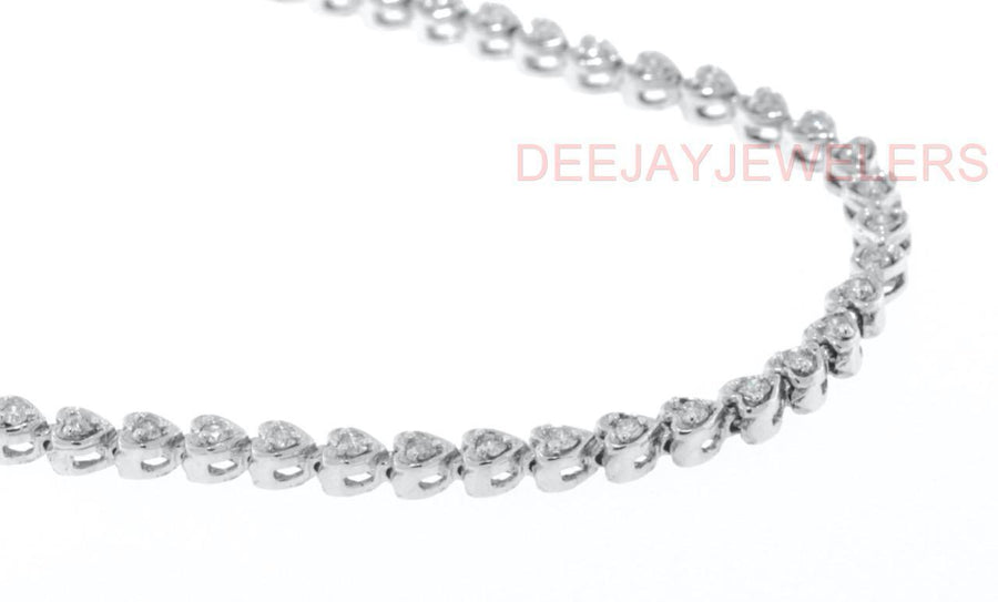 3.25ct Diamond Heart Eternity Tennis Necklace 14k White Gold