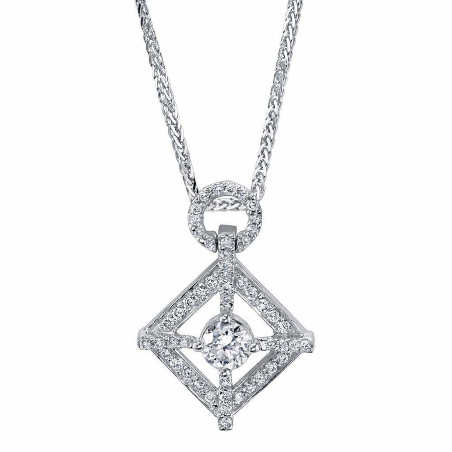 0.54ct Diamond Pendant Necklace Slide 18k White Gold