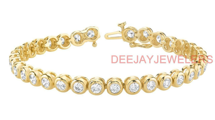 7ct Diamond Bezel Tennis Bracelet 14k Yellow Gold