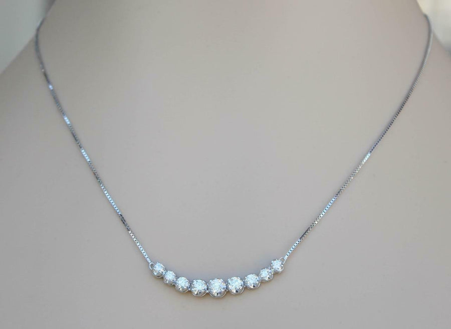 1.40ct Diamond Fancy Bar Necklace 14k White Gold