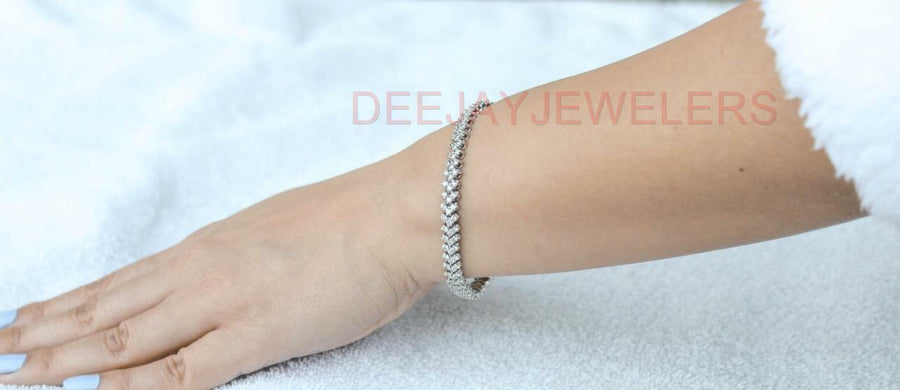 5ct Diamond Chevron Tennis Bracelet 14k White Gold