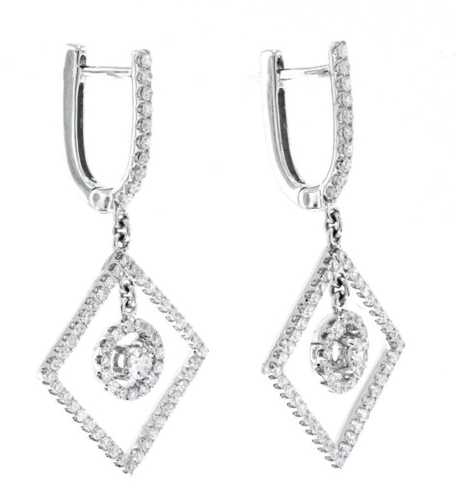 0.90ct Diamond Dangle Earrings 18k White Gold