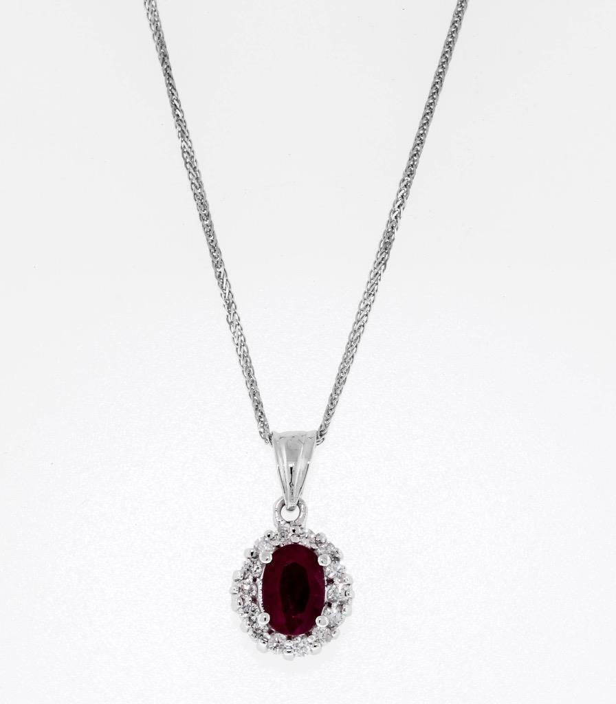 2.55ct Natural Ruby Diamond Pendant Necklace 14k White Gold
