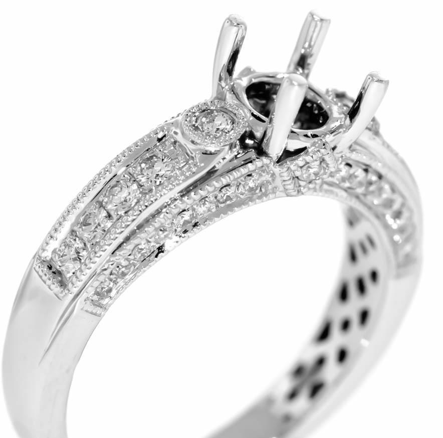 VS1 0.62ct Diamond Engagement Ring Setting 18k White Gold