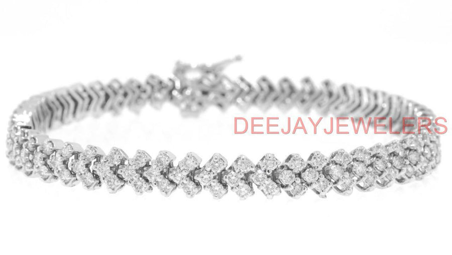 5ct Diamond Chevron Tennis Bracelet 14k White Gold