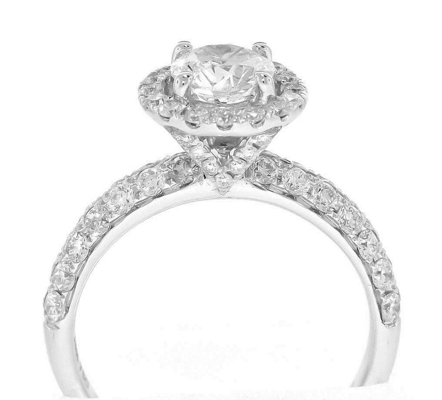 1.80ct Diamond Halo Engagement Ring 18k White Gold