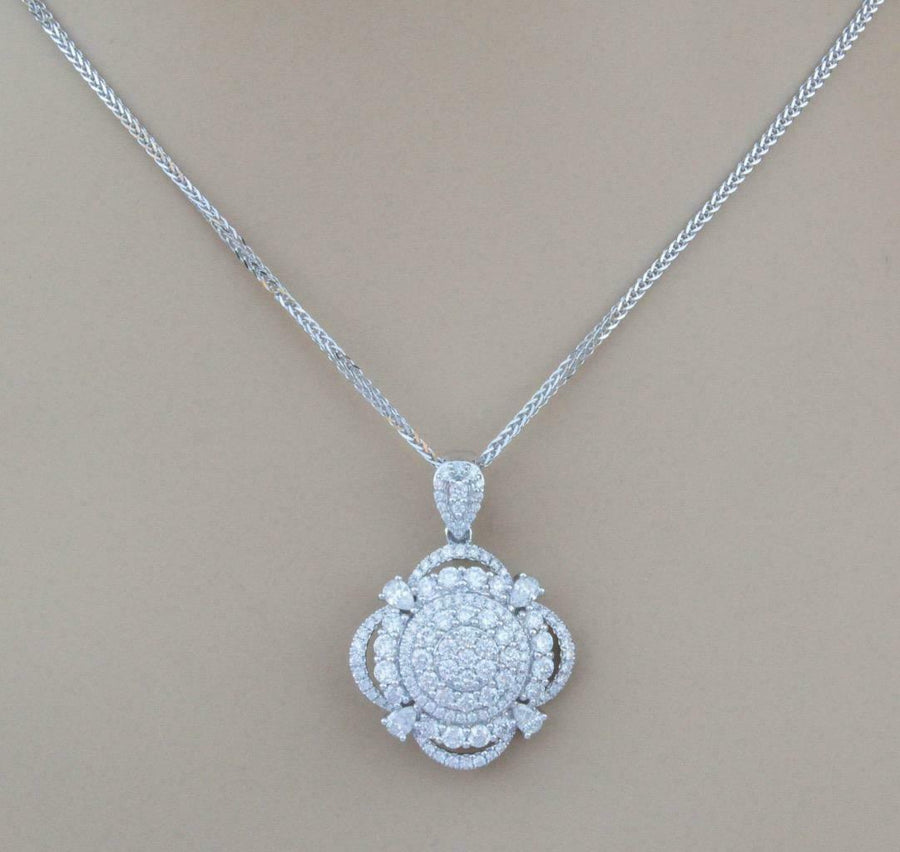2.50ct Diamond Clip-On Pendant Necklace 18k White Gold