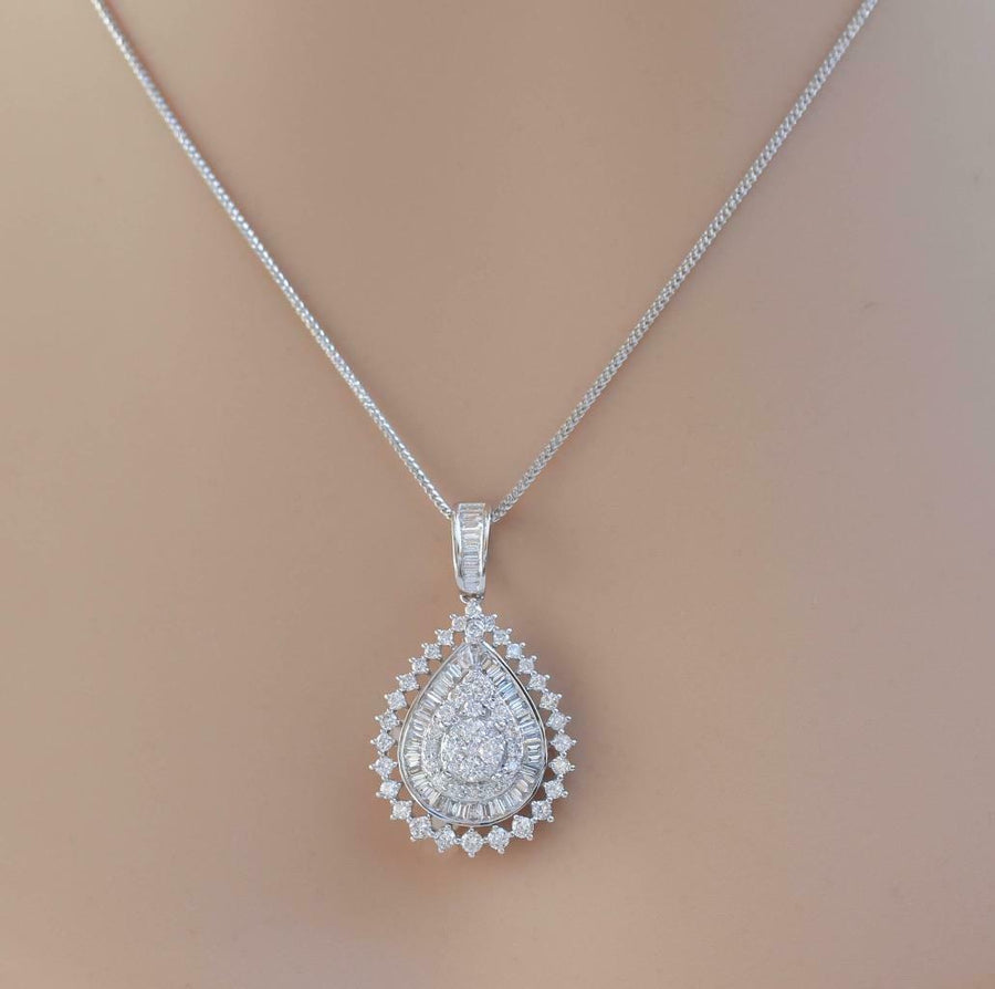 2.40ct Diamond Pendant Necklace 18k White Gold