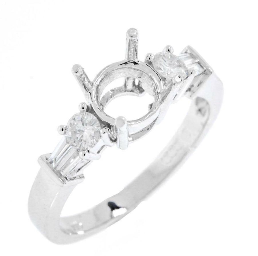 0.44ct Diamond Engagement Ring Setting 3-Stone 18k White Gold