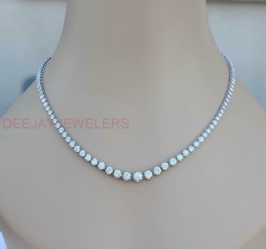 17ct Diamond Riviera Tennis Necklace 14k White Gold 0.82ct Center