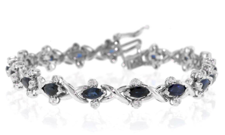 4.35ct Marquise Sapphire and Diamond Bracelet