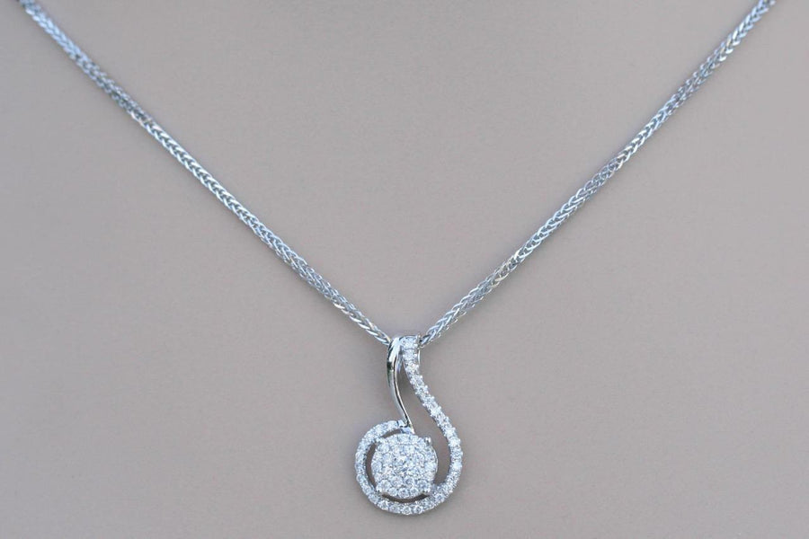 VS1 Natural 0.40ct Diamond Pendant Necklace Slide 18k White Gold