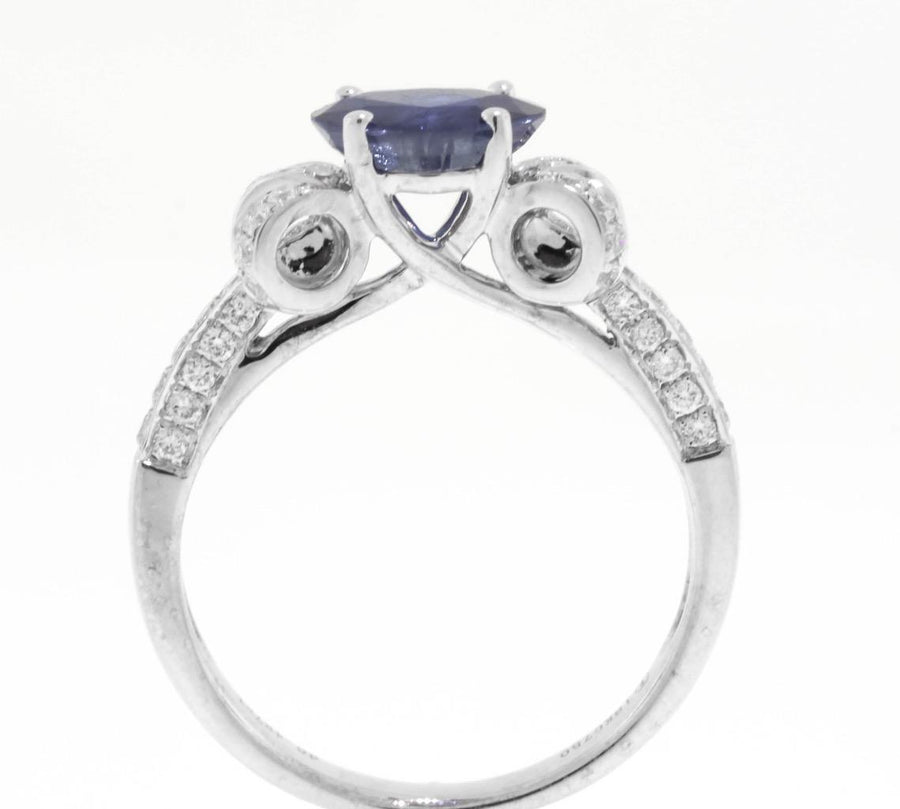 2ct Heart Sapphire and Diamond Ring 18k White Gold