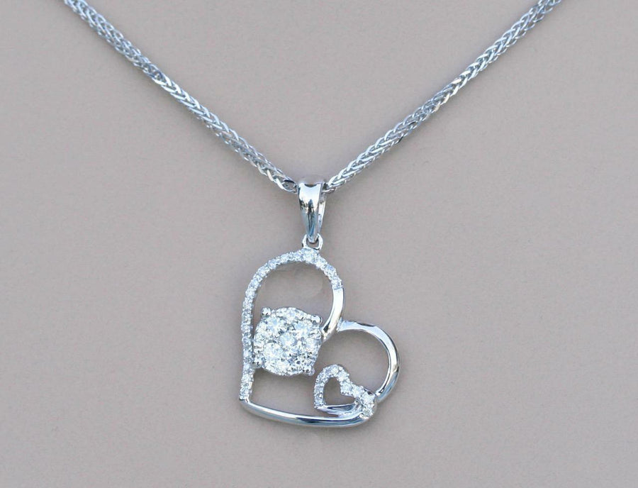 0.35ct Diamond Heart Necklace Pendant 18k White Gold