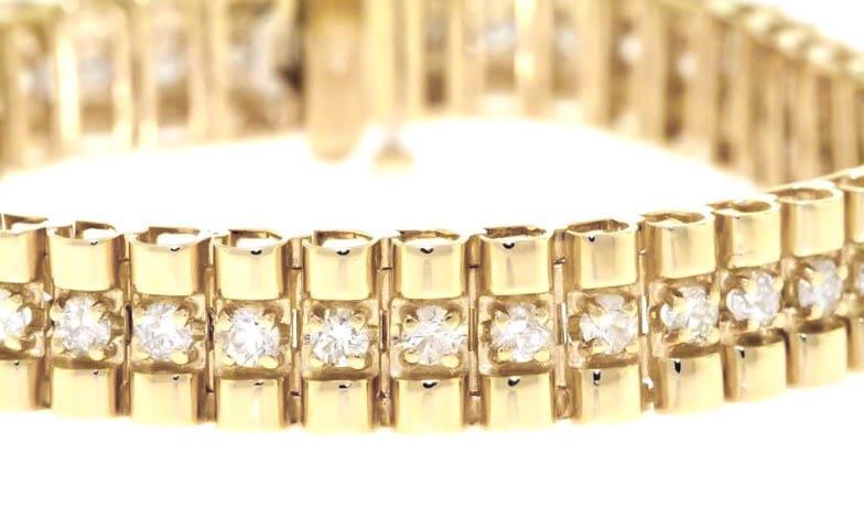 5ct Diamond Rolex Link Bracelet 14k Yellow Gold 8 inch