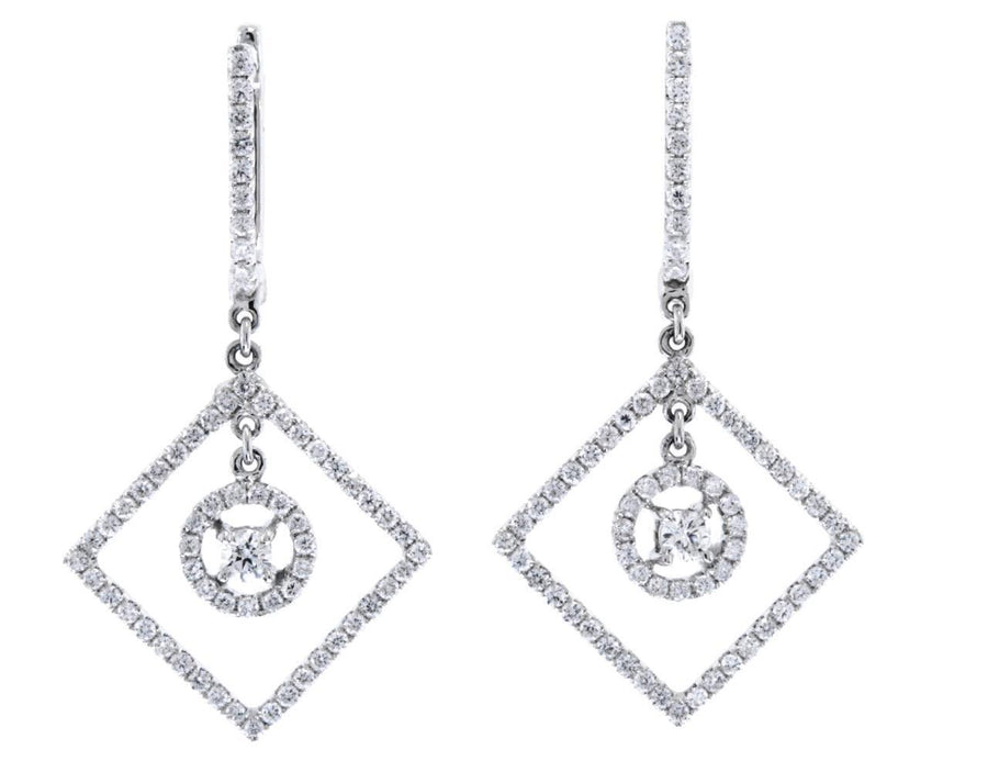 0.90ct Diamond Dangle Earrings 18k White Gold