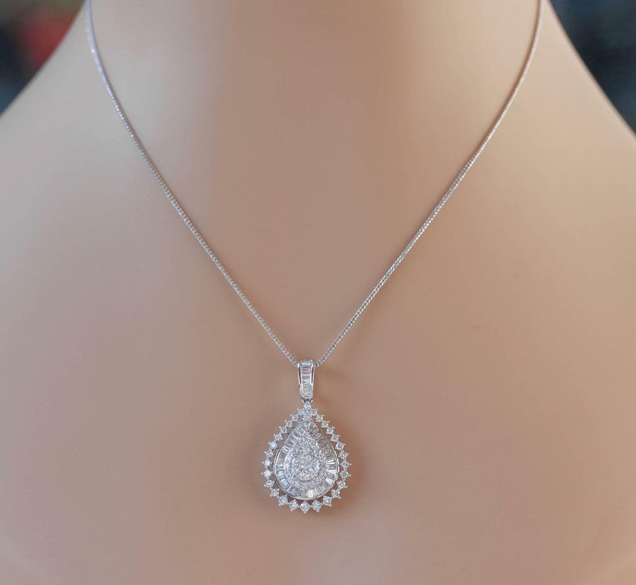 2.40ct Diamond Pendant Necklace 18k White Gold