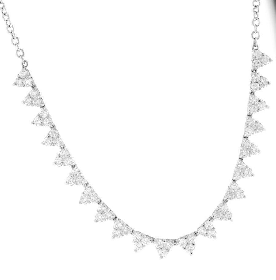 3.75ct Diamond Fancy Cluster Necklace 14k White Gold