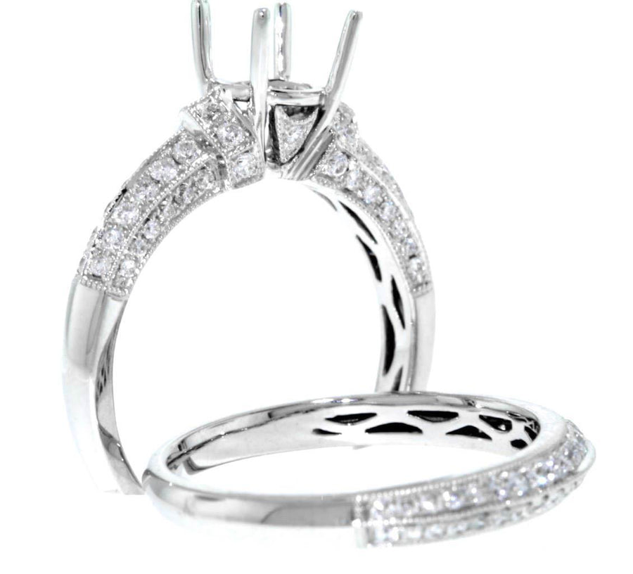 VS 0.93ct Engagement Ring Setting Wedding Band 18k White Gold
