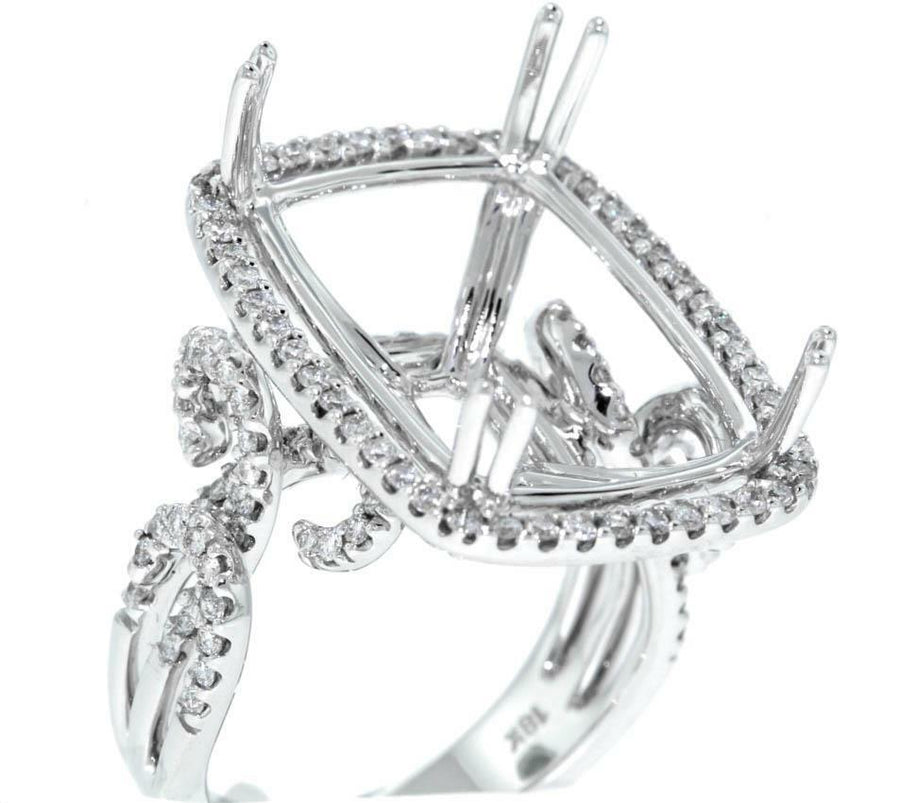 1.28ct Diamond Estate Ring Semi-Mount Setting 18k White Gold