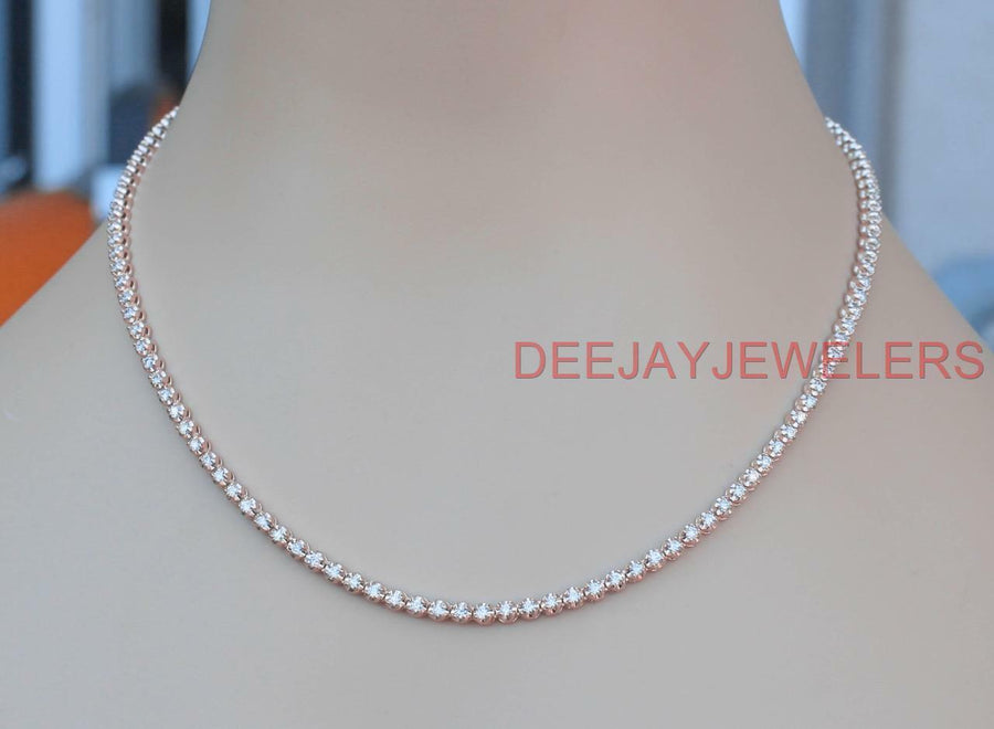 5ct Diamond Eternity Tennis Necklace Rose Gold 16 inch