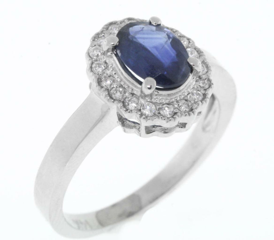 1.51ct Sapphire and Diamond Ring 14k White Gold