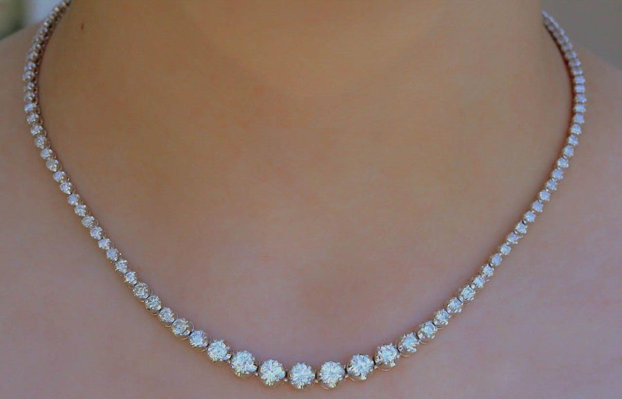 14K Yellow 3.45ct.tw. Diamond Riviera Necklace 1/2 Around 17 inches in  length with 78 Diamonds